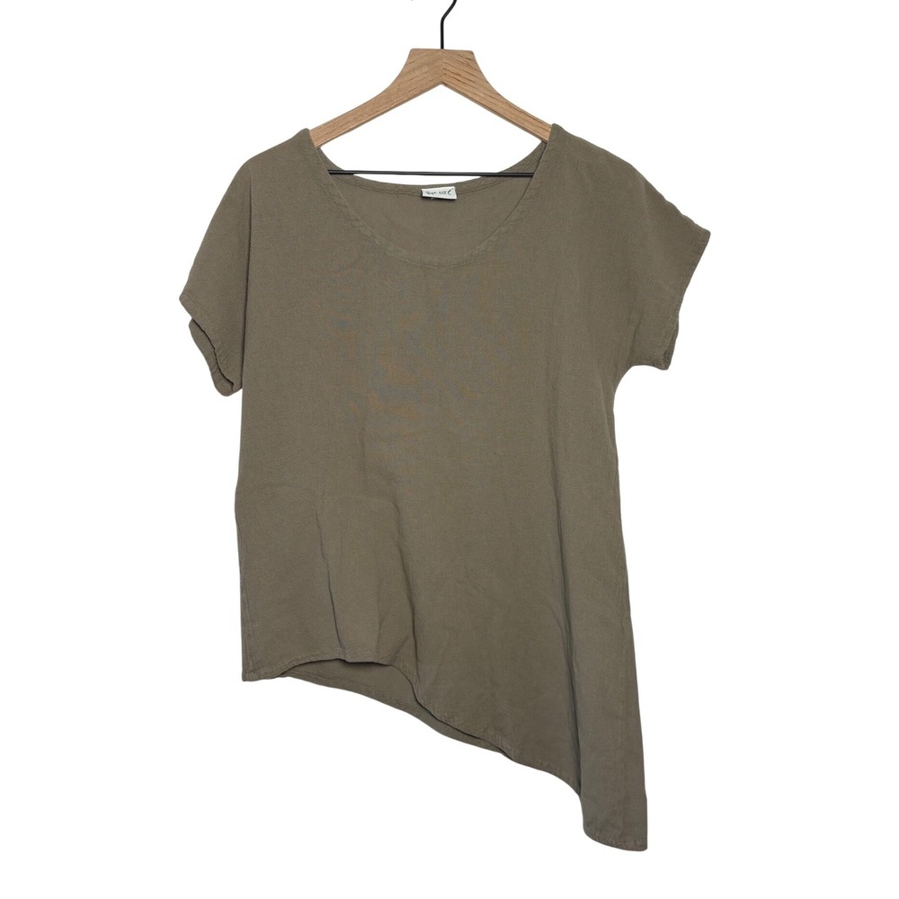 Oh My Gauze 2 Piece Set Taupe Brown Cotton Asymmetrical Top Ankle Pants Size 1